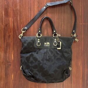 Coach Black Shoulder Bag with Gold Accents